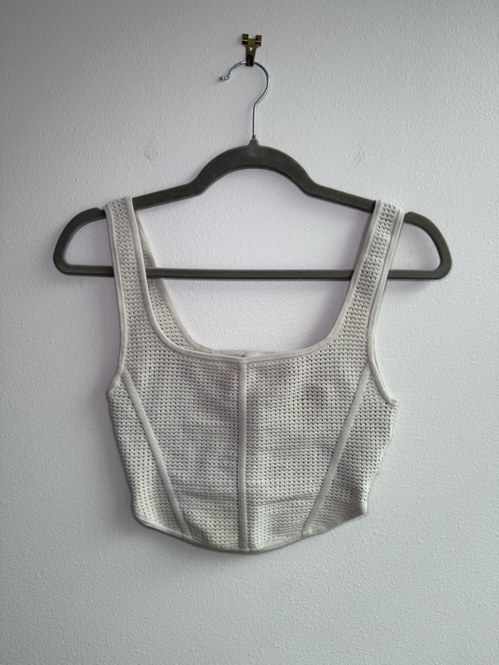 Aritzia Babaton Sculpt Knit Bustier Tank in Matte Pearl